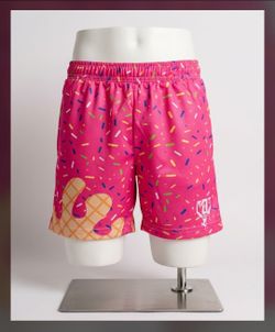 Pink Girl Sprinkle Print Mesh Athletic Shorts