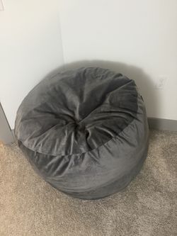 Adult Size Memory Foam Bean Bag Chair – Grey, Soft Velvet Cover 