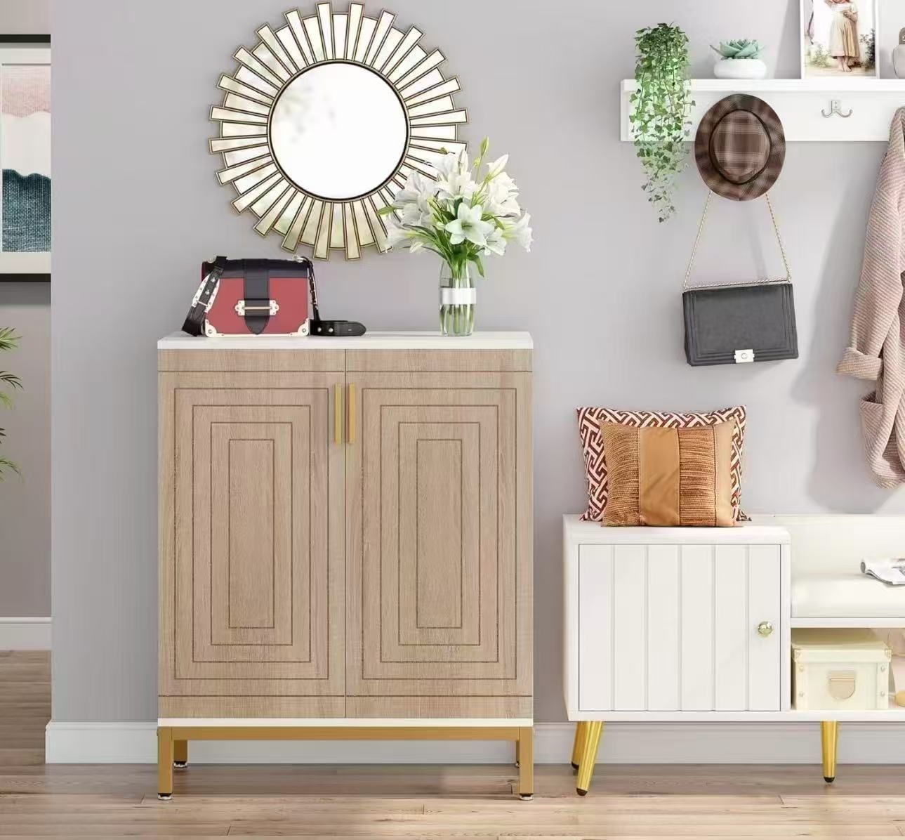 New assembled Shoe Cabinet with Doors, 20 Pairs Entryway Shoe Storage Cabinet with Shelves, 5-Tier Modern Free Standing Shoe Racks Storage Organizer f