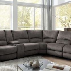 Brand New Super Plush Grey Power Reclining Sectional Sofa