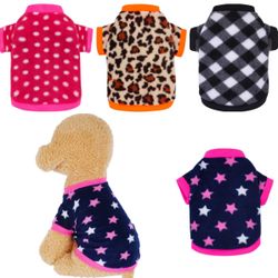Rbenxia 4 Pieces Dog Fleece Sweaters Puppy Warm Sweater Doggie Sweatshirt Soft Fleece Dog Pajamas Puppy Clothes Winter Dogs Outfits For Small Dogs Cat