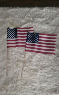 Small American Flag on Wooden Stick – Set of 2