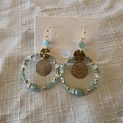 Newly Crafled Gold and Bead Earrings And Matching Braclets