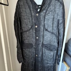 Black Linen cotton Long Sleeve Shirt Jacket