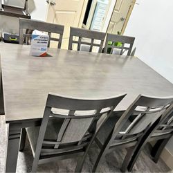 New In BOXES 7pc. Grey Dining Table Set 