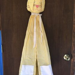 Gingham Yellow Bunny Diaper Holder With Pockets - Handmade