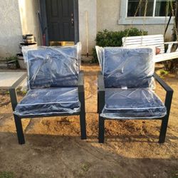 Two Piece Aluminum Patio Chairs Outdoor Patio Furniture High Quality Oversized Patio Chairs Aluminum Outdoor  Set Deep Seating Cushions 🆕🚛🚎