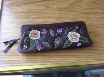 Brown silk evening bag