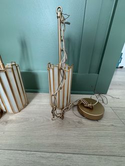 Gold Pendant Lights with Frosted Glass Panels