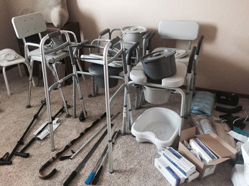 Medical equipment walkers, commode, shower chair
