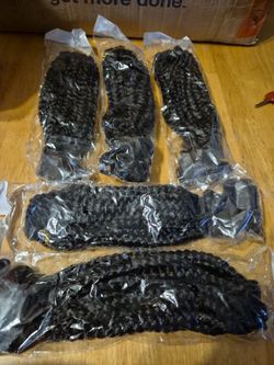 Black Curly Hair Extensions Bundle Set