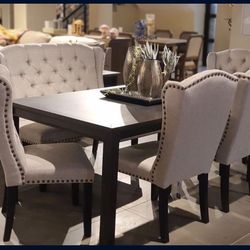 Jeanette Black Linen Dining Set ⭐️ Fast Delivery 🚚  Financing Options 💥