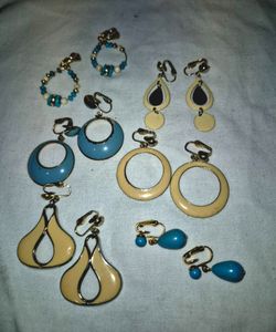Vintage Clip-On Earrings Lot of 6 Pairs