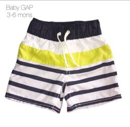 Baby GAP Navy White Yellow Swim Trunks 3-6 mon