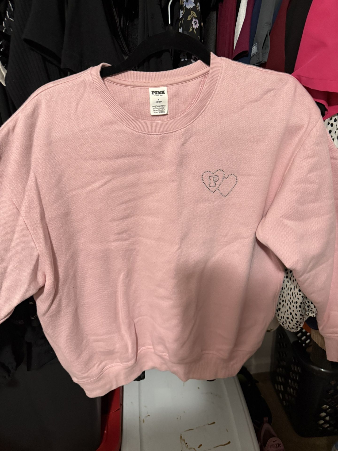Pink Rhinestone Sweatshirt, Medium