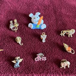 Pins Brooches Easter Bunny Carrot Gold Silver Pewter Cats Lion Angels Seahorse Mouse Elephant Avon Zebra