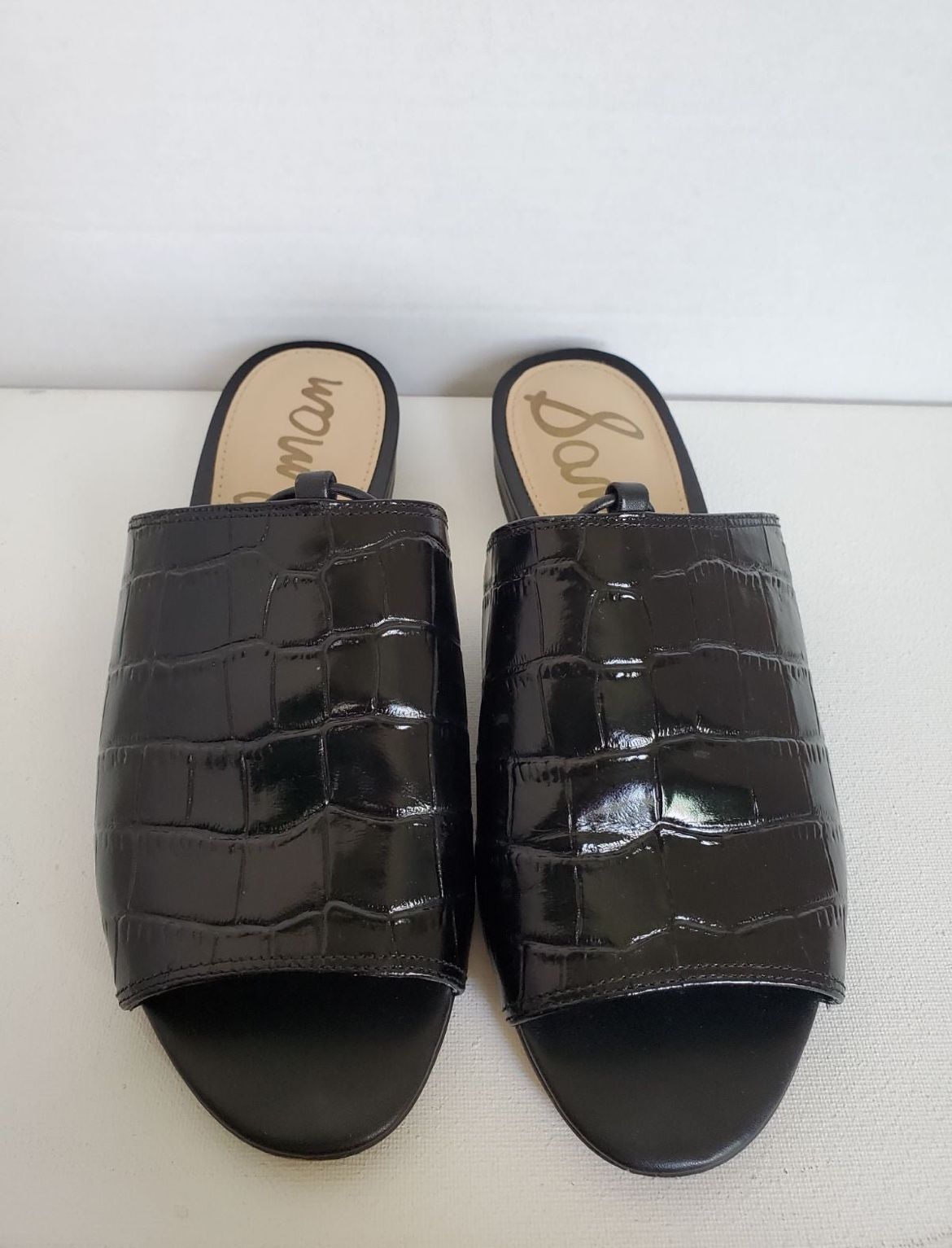 Sam Edelman Croc Embossed Peep Toe Mule