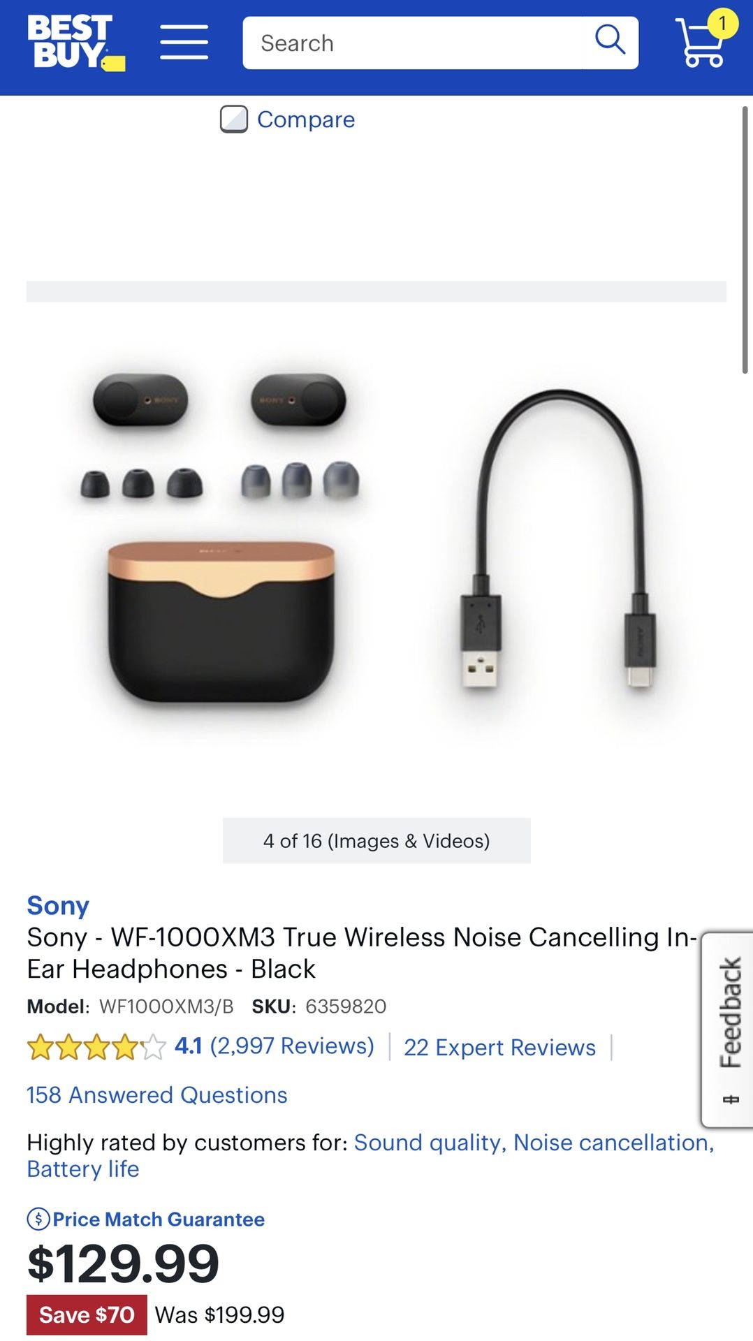 90$ /Sony Xm3 Wireless Earbuds