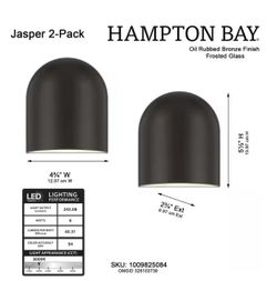 Hampton Bay Jasper 2-Pack LED Wall Lantern – Oil Rubbed Bronze – NEW