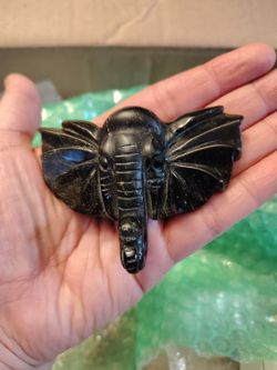 Gold Obsidian flatback elephant carving