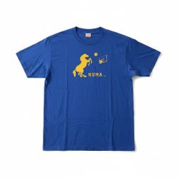 BustedTees Horse Huma Basketball Graphic T-Shirt Blue Mens XL Funny Novelty Tee