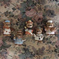 Vintage Home Interior Ceramic Career Bears. Set of 5. Price is for set.