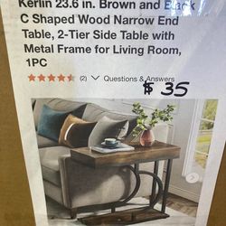 C Shaped Narrow End Table