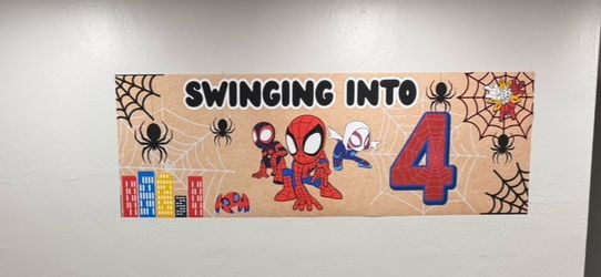 Spidey Theme 4th Birthday Banner