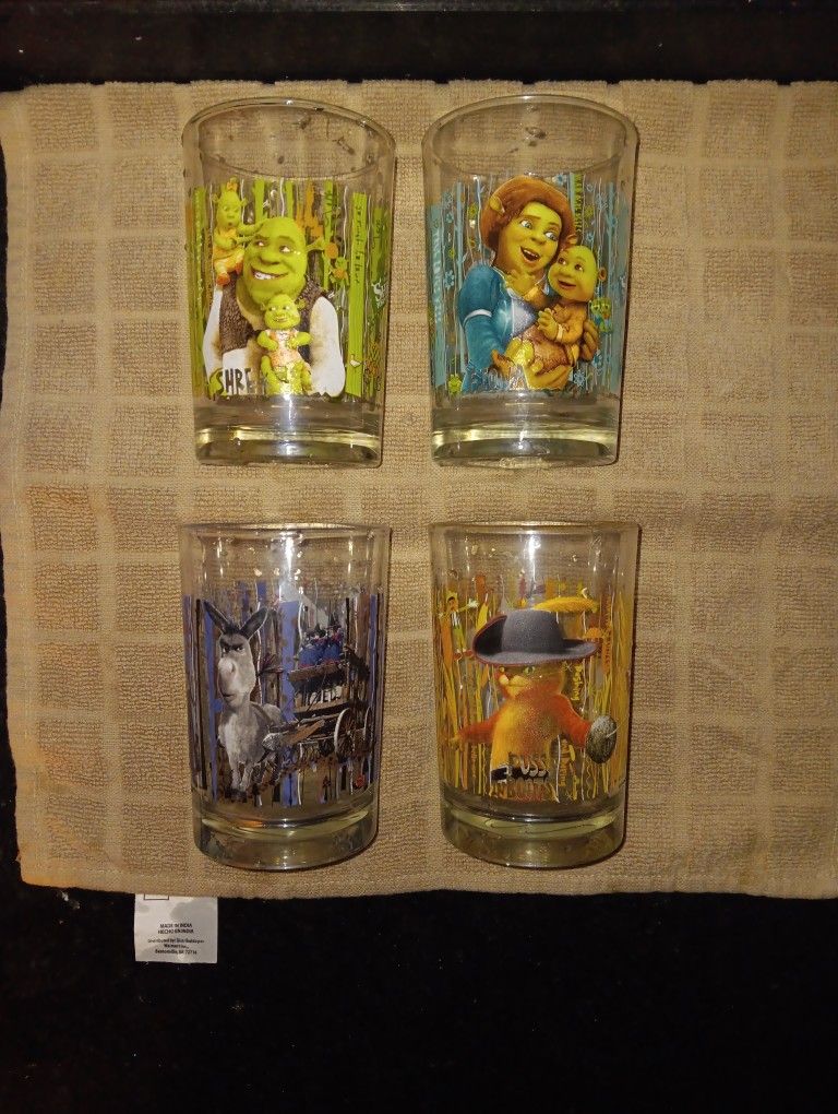 Shrek & Friends McDonald's Limited Edition Glass Cups