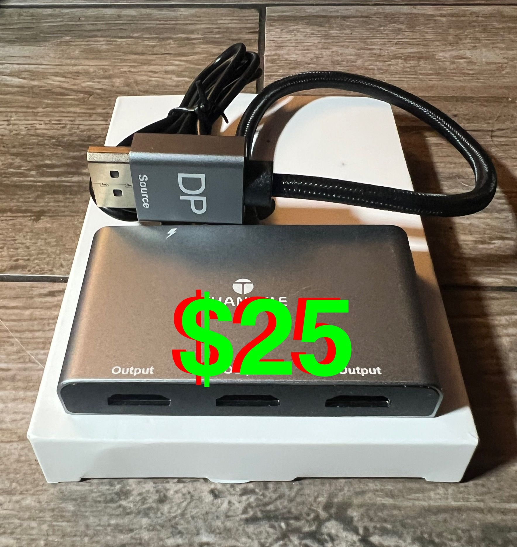 DisplayPort to HDMI Splitter for Multi Monitor Adapter, HDMI Splitter Extended Display 1 in 3 Out MST Hub (4K@60Hz) for Extended or Cloned Display Mod