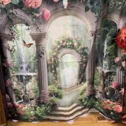 Brand New Beautiful Pink Roses Floral Shower Curtain