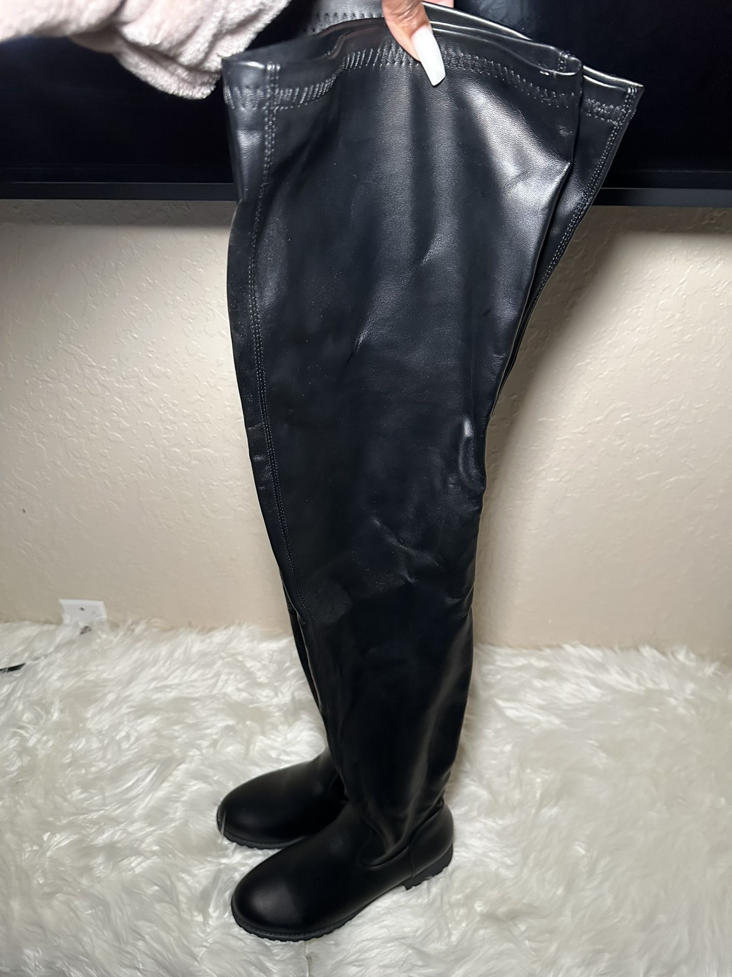 Black Thigh High Boots Size 9