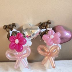 Teddy Bear Flower Balloon bouquet