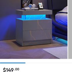 Luxury Look Marble Nightstand – Sturdy Build 2 Drawers – Needs Minor Drawer Adjustment
