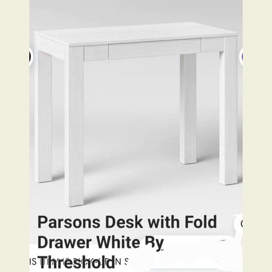 Brand New Parsons Desk With Fold Drawer White Threshold