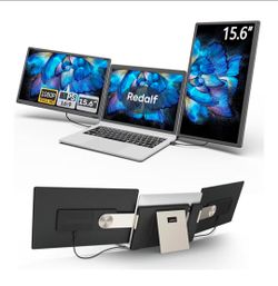 15.6" FHD Laptop Screen Extender – Triple Portable Monitor for 13"-17.3" Laptops, Plug & Play