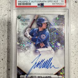 2023 Bowman Sterling Jett Williams Prospect Auto Speckle Refractor /99 – PSA 10 GEM MINT
