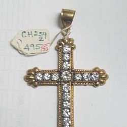 10k Yellow Gold Cross With CZ