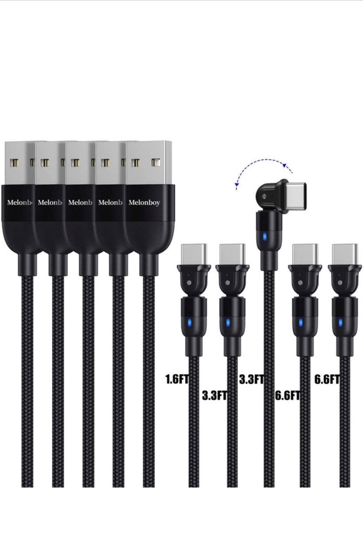 Melonboy usb cable 5 packs fast changing