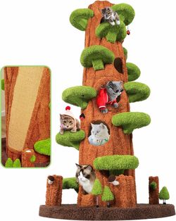 90.5 Inch Luxury Cat Tree with Scratching Post, Tall Cat Tree Tower with Sisal Scratching Pad