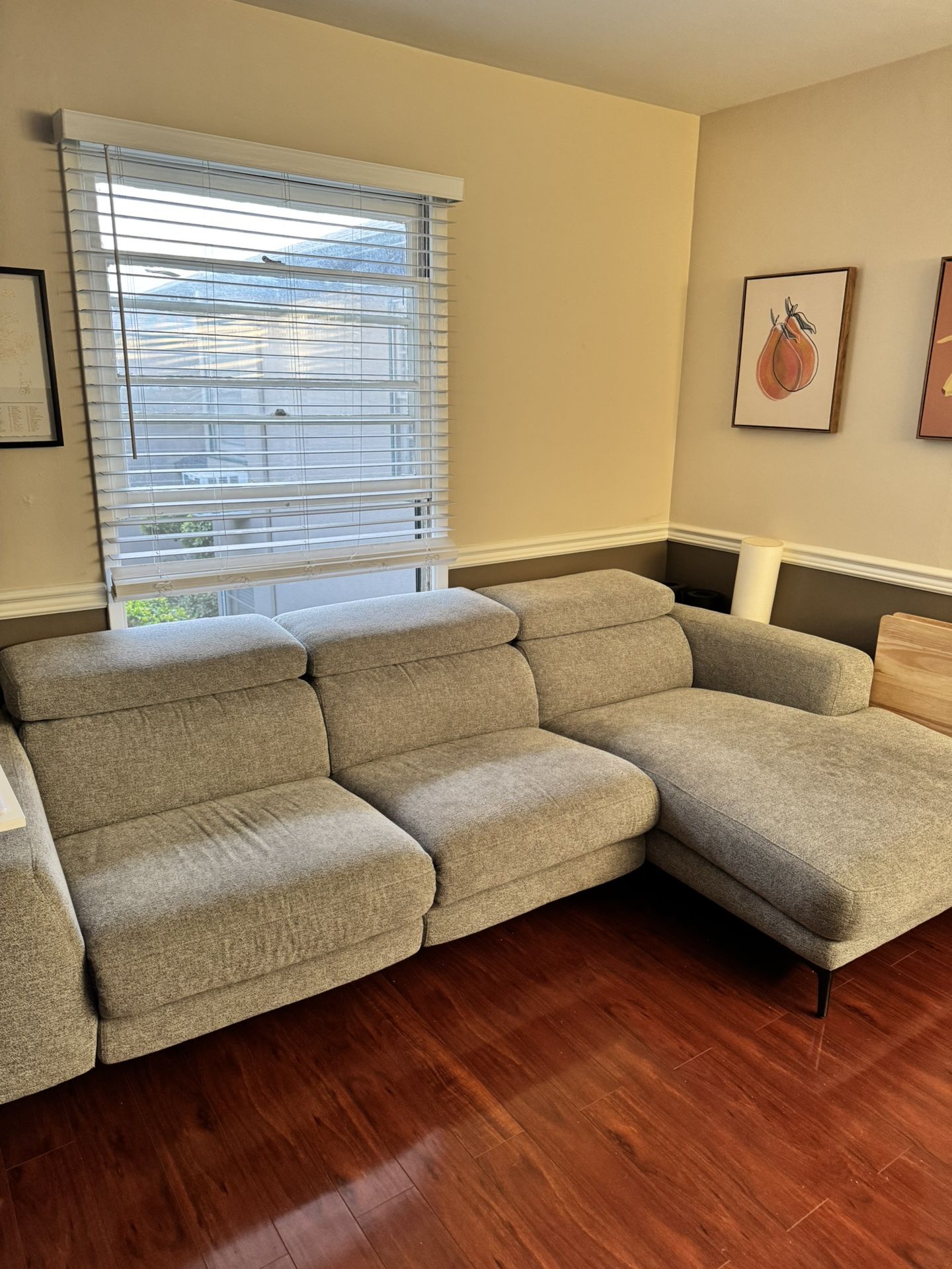 Maddie Grey 2 Piece Reclining Sectional Sofa w/ Right Arm Facing Chaise and USB port