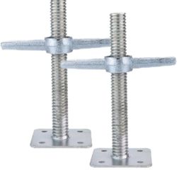 Scaffold 12" Adjustable Leveling Galvanized Screw Jack with Base Plate, 2 Pack