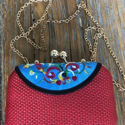 Vintage Style Embroidered Mini Clutch