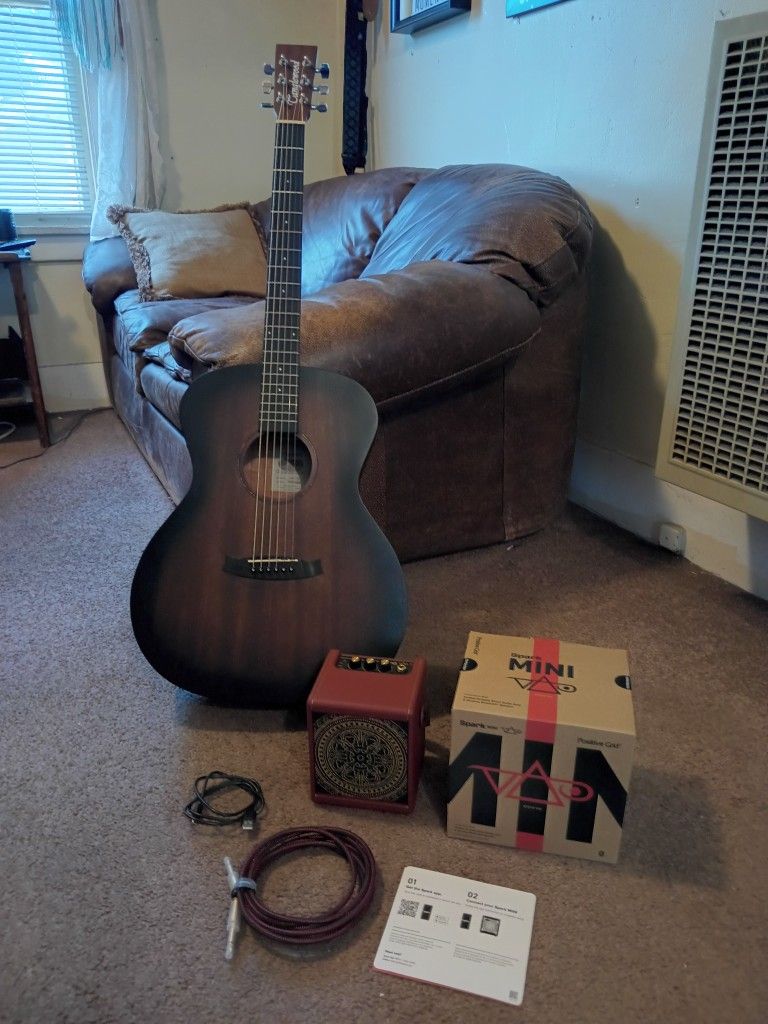 Steve Vai Spark Mini Guitar Amp And Tangle Wood Electric Acoustic Guitar 