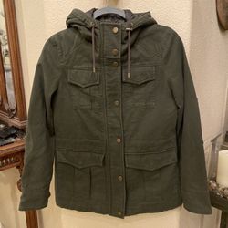 LUCKY BRAND Women Army Green Hoodie Utility Jacket Size Small