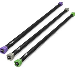 Set Of 3 Weighted Exercise Bars 10 15 20 Lb.