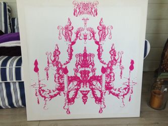 Delightful chandelier print on canvas different colors with lights both sides in frame