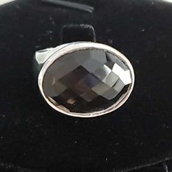 925 Smokey Topaz "SB" Ring Sz 7.75