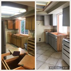 Kitchen cabinet refinishing, dressers also for sale, read post