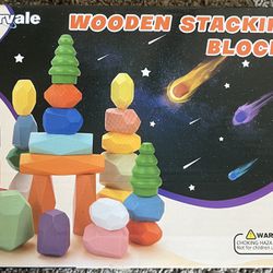 40 PCS Colored Wood Rock Toys 